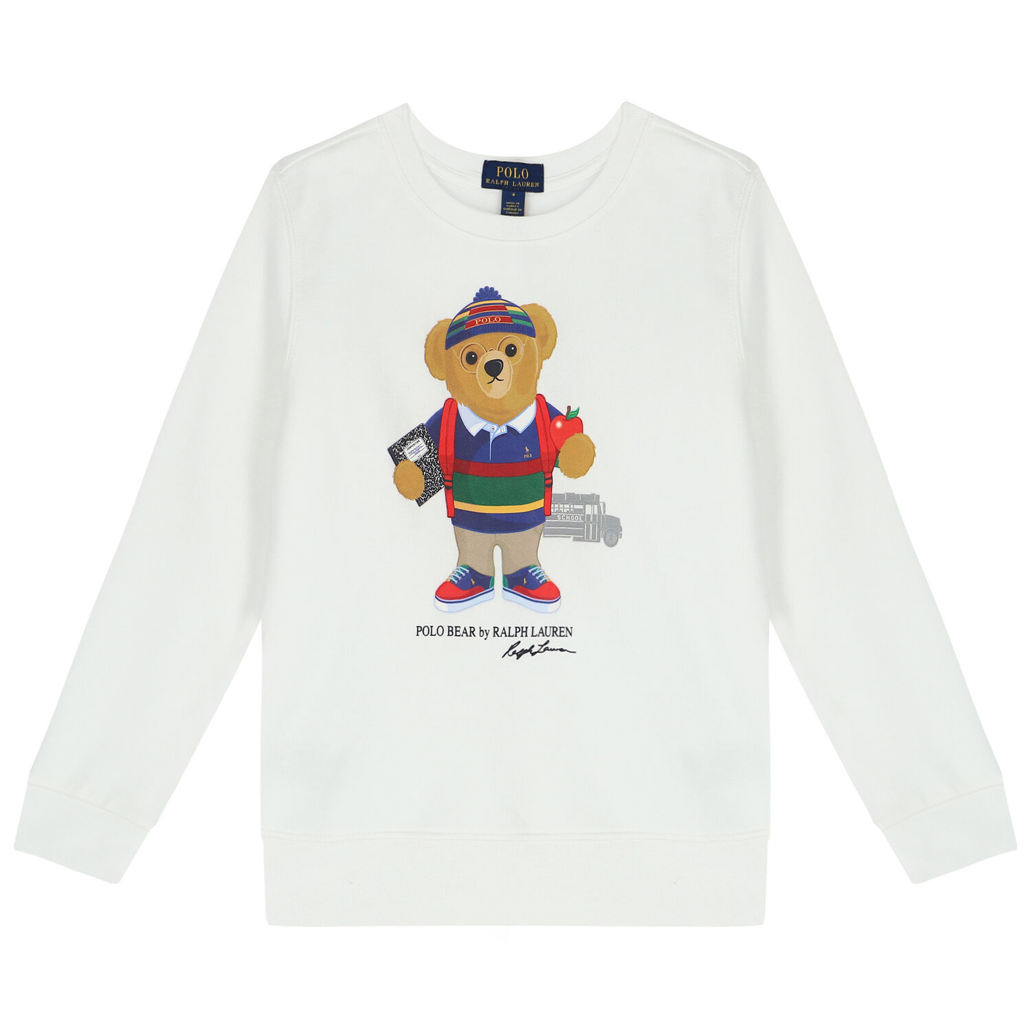 Ralph Lauren Boys White Polo Bear Sweatshirt Junior Couture UAE