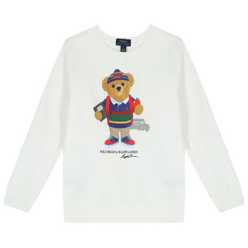 Boys White Polo Bear Sweatshirt