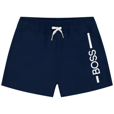 Younger Boys Navy Blue Logo Swim Shorts