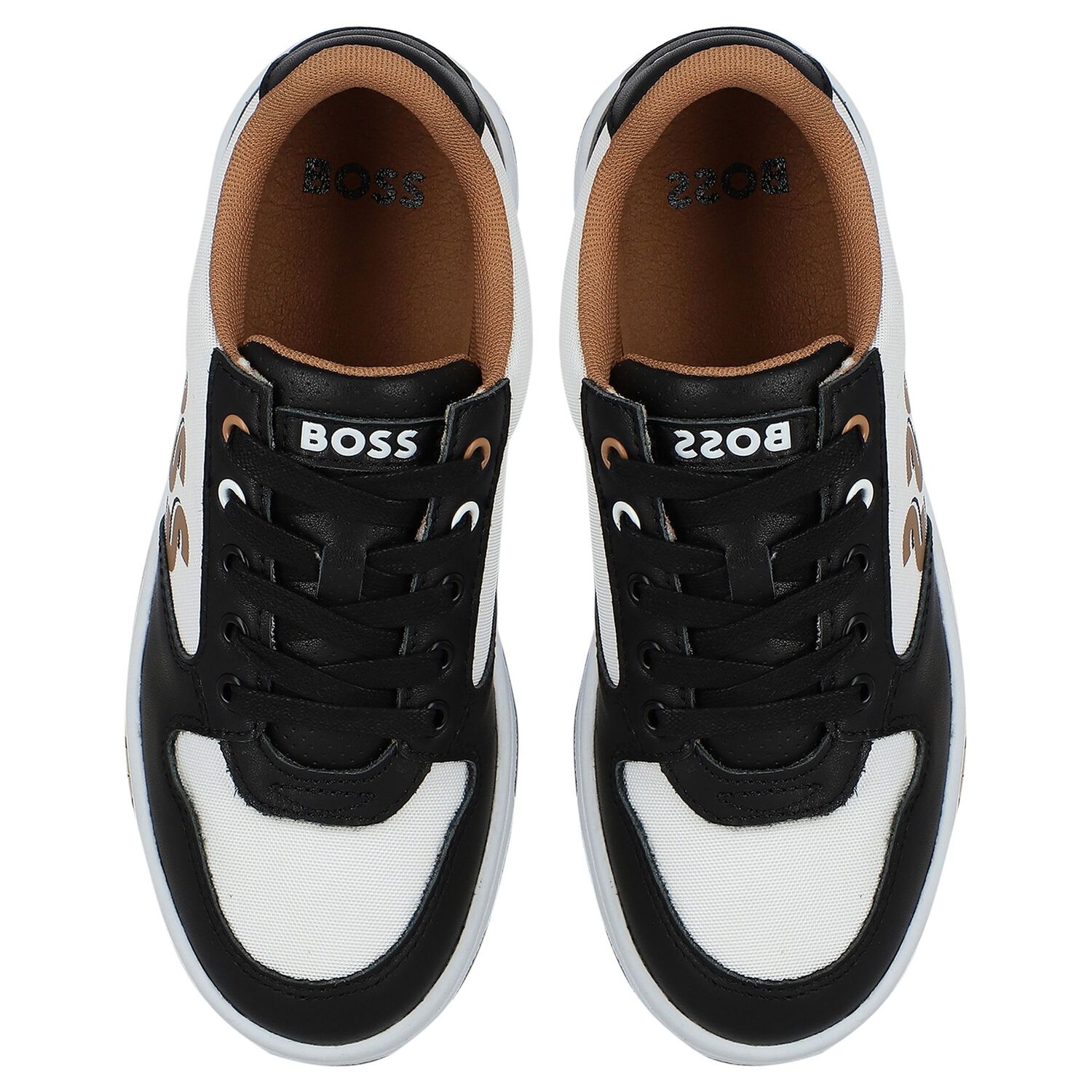 Boys Black & White Logo Trainers, 1, hi-res image number null