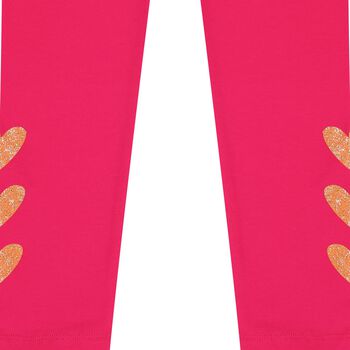Girls Pink Heart Leggings