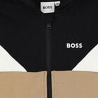 طقم بدلة رياضية أولاد بالشعار باللون البيج, 1, hi-res