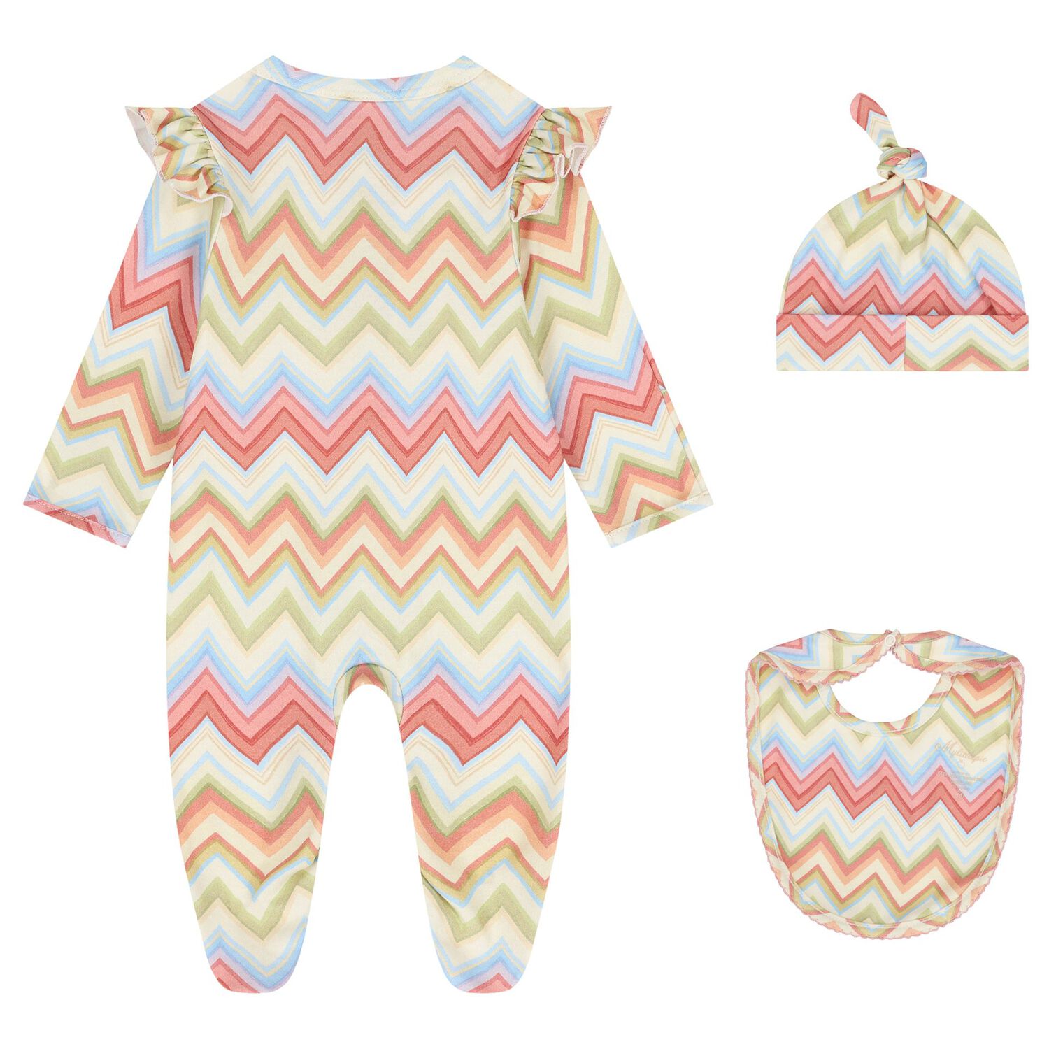Baby Girls Multi-Coloured Zig Zag Babygrow Set, 2, hi-res