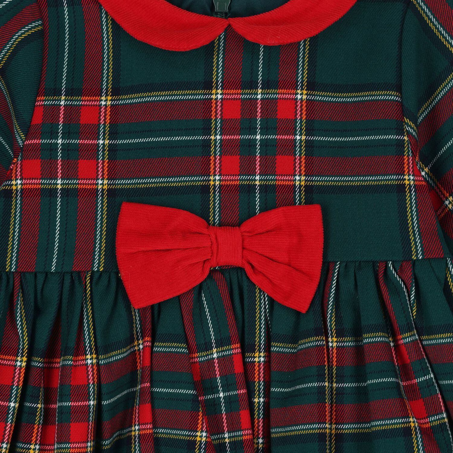 Baby Girls Green & Red Tartan Dress, 1, hi-res