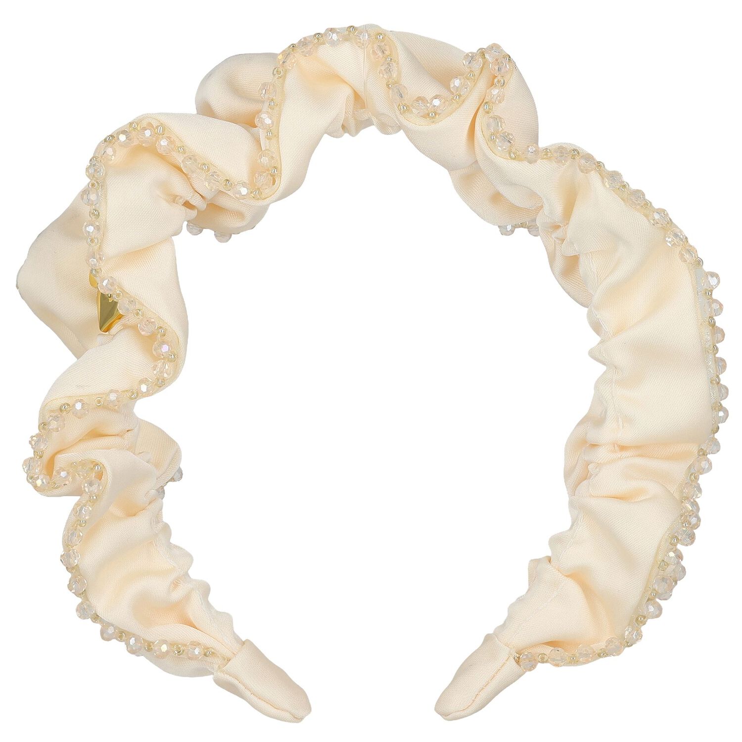 Girls Beige Lavinia Beaded Headband, 4, hi-res