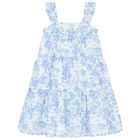 Girls White & Blue Liberty Dress, 1, hi-res