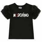 تيشيرت بالشعار باللون الاسود للبنات, 2, hi-res