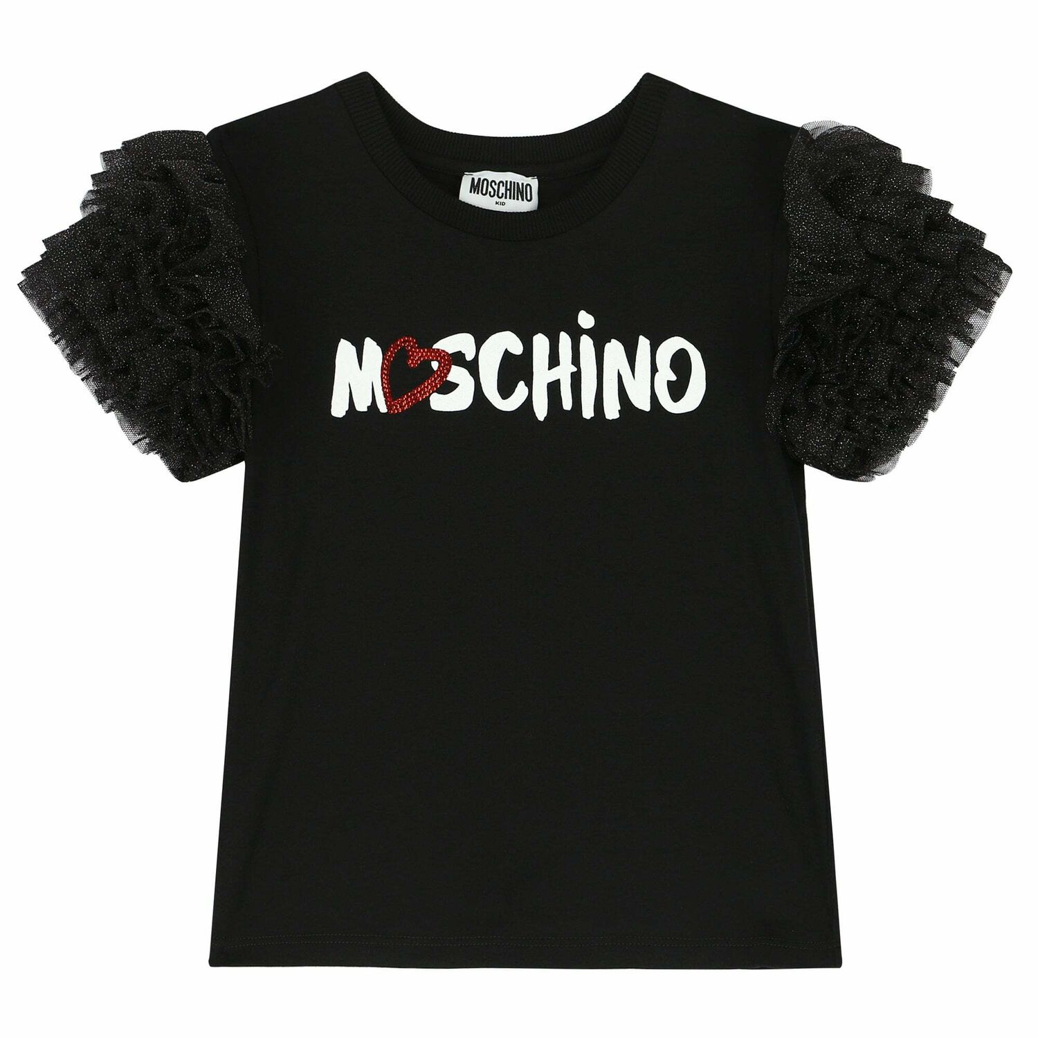 تيشيرت بالشعار باللون الاسود للبنات, 2, hi-res