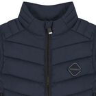 Boys Navy Blue Puffer Gilet, 1, hi-res