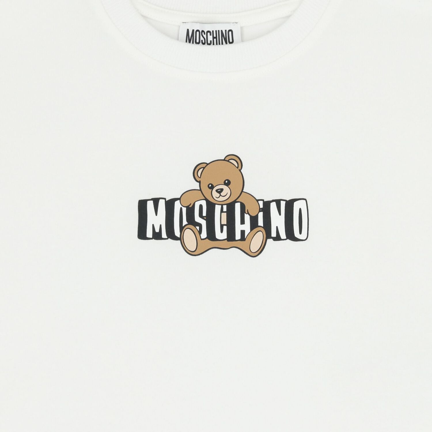Girls White Teddy Bear Logo T-Shirt, 1, hi-res