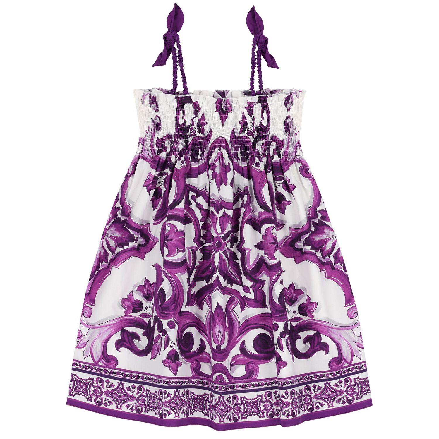 Girls White & Purple Majolica Dress, 1, hi-res image number null