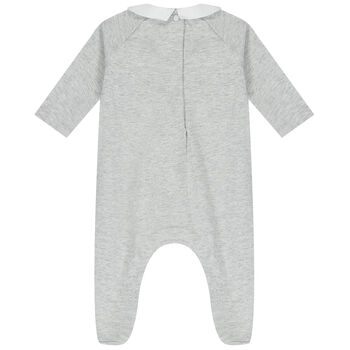 Baby Boys Grey Rabbit & Logo Babygrow