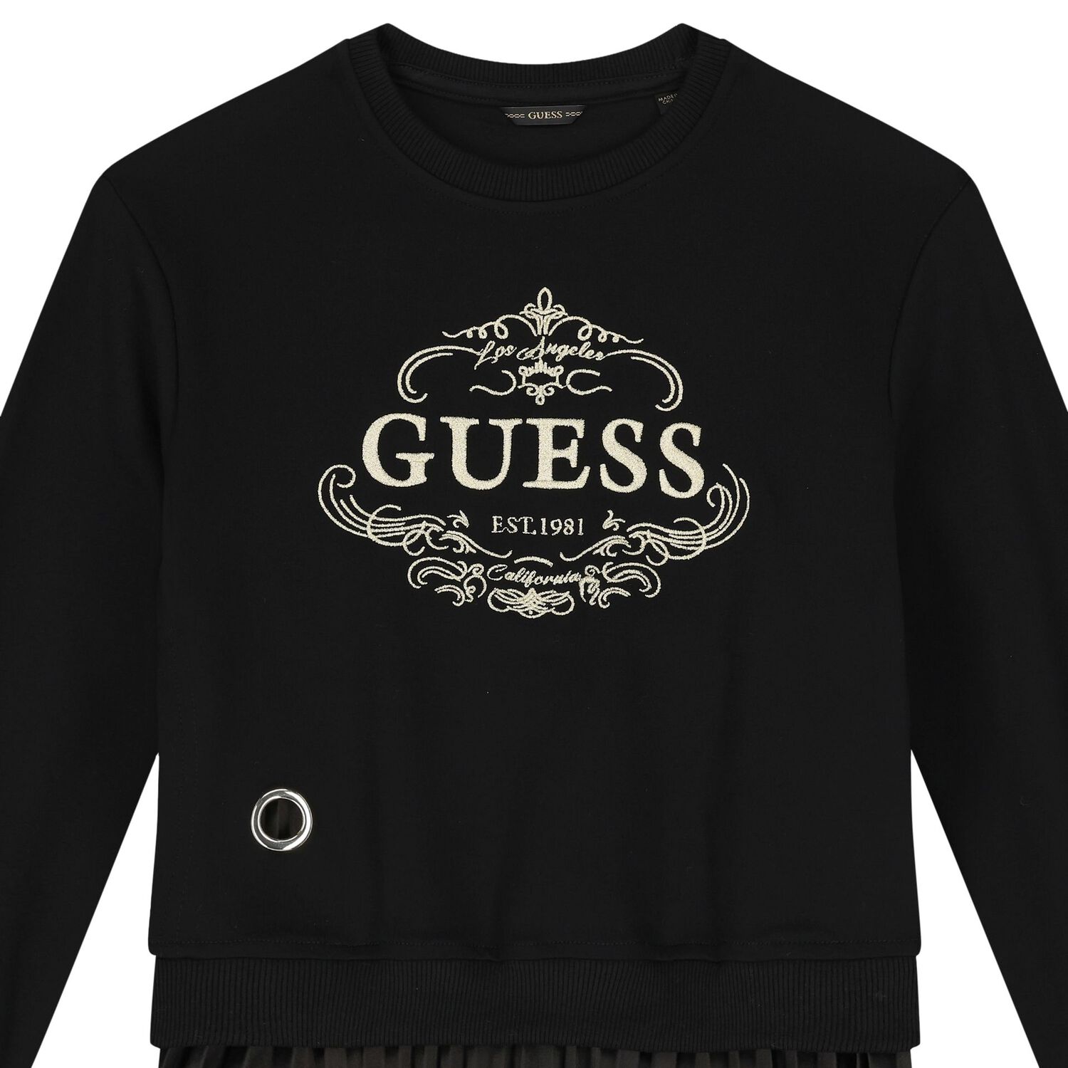 فستان للبنات بالشعار باللون الأسود, 1, hi-res