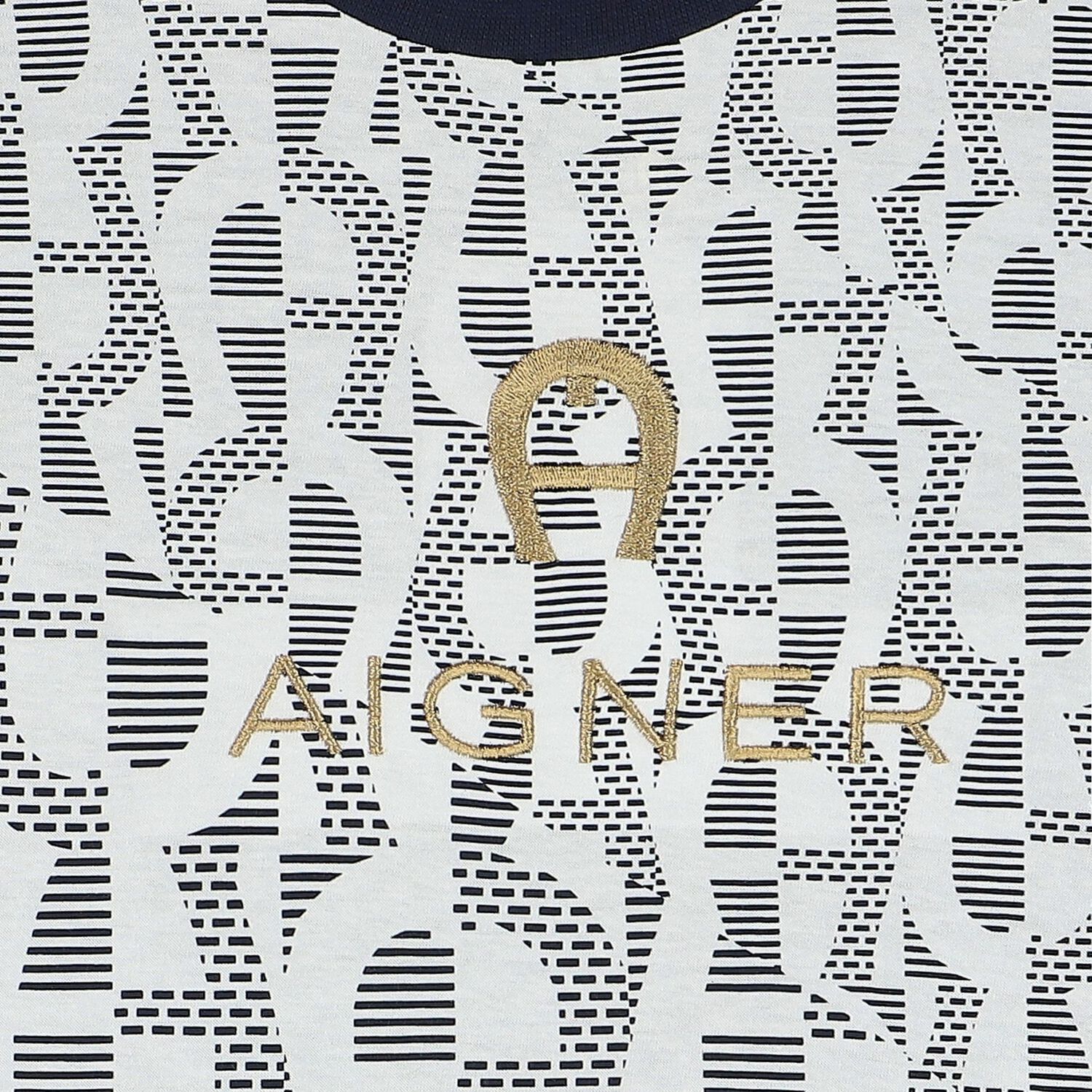 تيشيرت أولاد بالشعار باللون الكحلى والأبيض, 1, hi-res