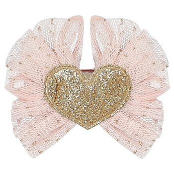 Younger Girls Pink & Gold Heart Hairclip