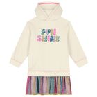 Girls Ivory Sequin Hooded Dress, 1, hi-res