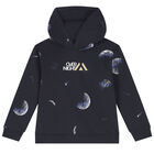 Boys Navy Blue Space Hooded Top, 1, hi-res