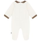 Ivory & Brown Logo Teddy Bear Babygrow, 1, hi-res