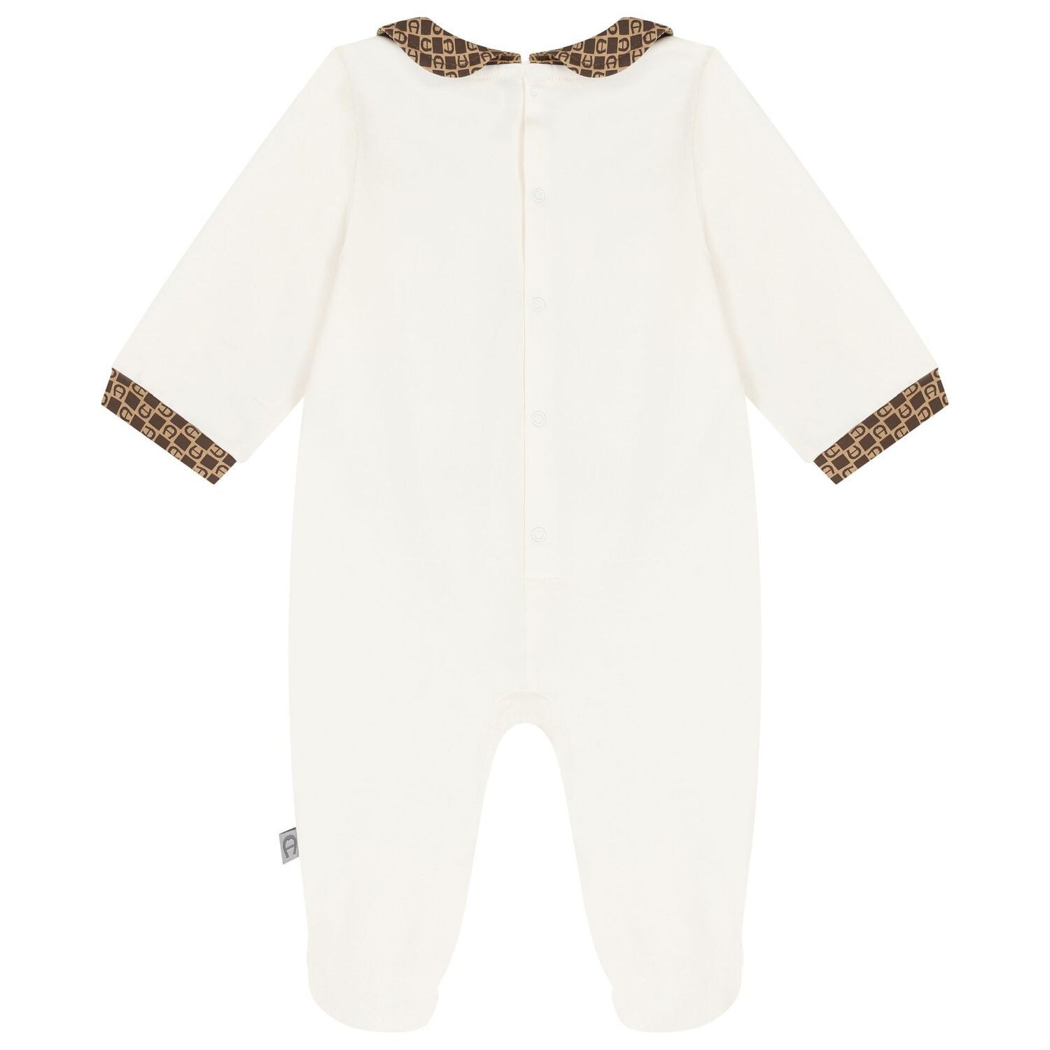 Ivory & Brown Logo Teddy Bear Babygrow, 1, hi-res