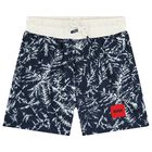 Boys Navy Blue Logo Swim Shorts, 1, hi-res