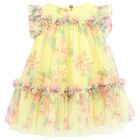 Baby Girls Yellow & Pink Floral Tulle Dress, 2, hi-res