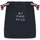 Baby Boys Navy Blue Logo Bodysuit, 1, hi-res