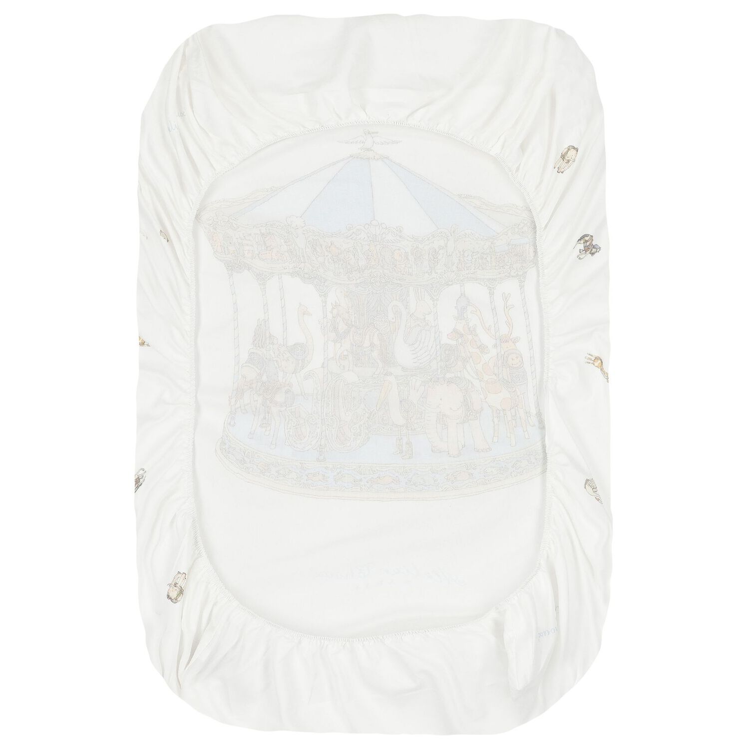 Baby Boys White & Blue Carousel Fitted Sheet, 1, hi-res image number null