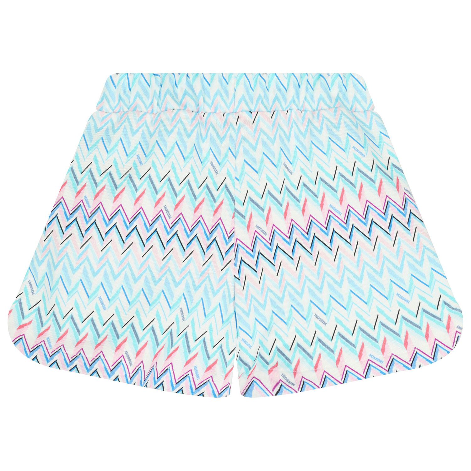 Girls White & Blue Logo Zig Zag Shorts, 1, hi-res
