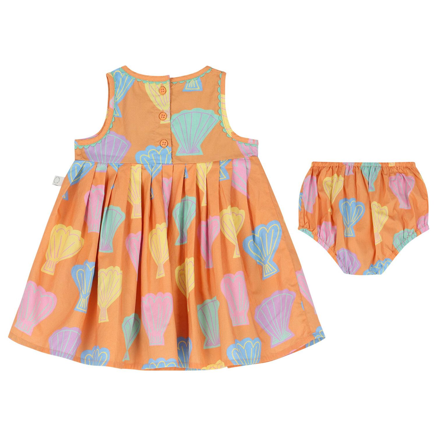Younger Girls Orange Shell Pleated Dress Set, 1, hi-res image number null