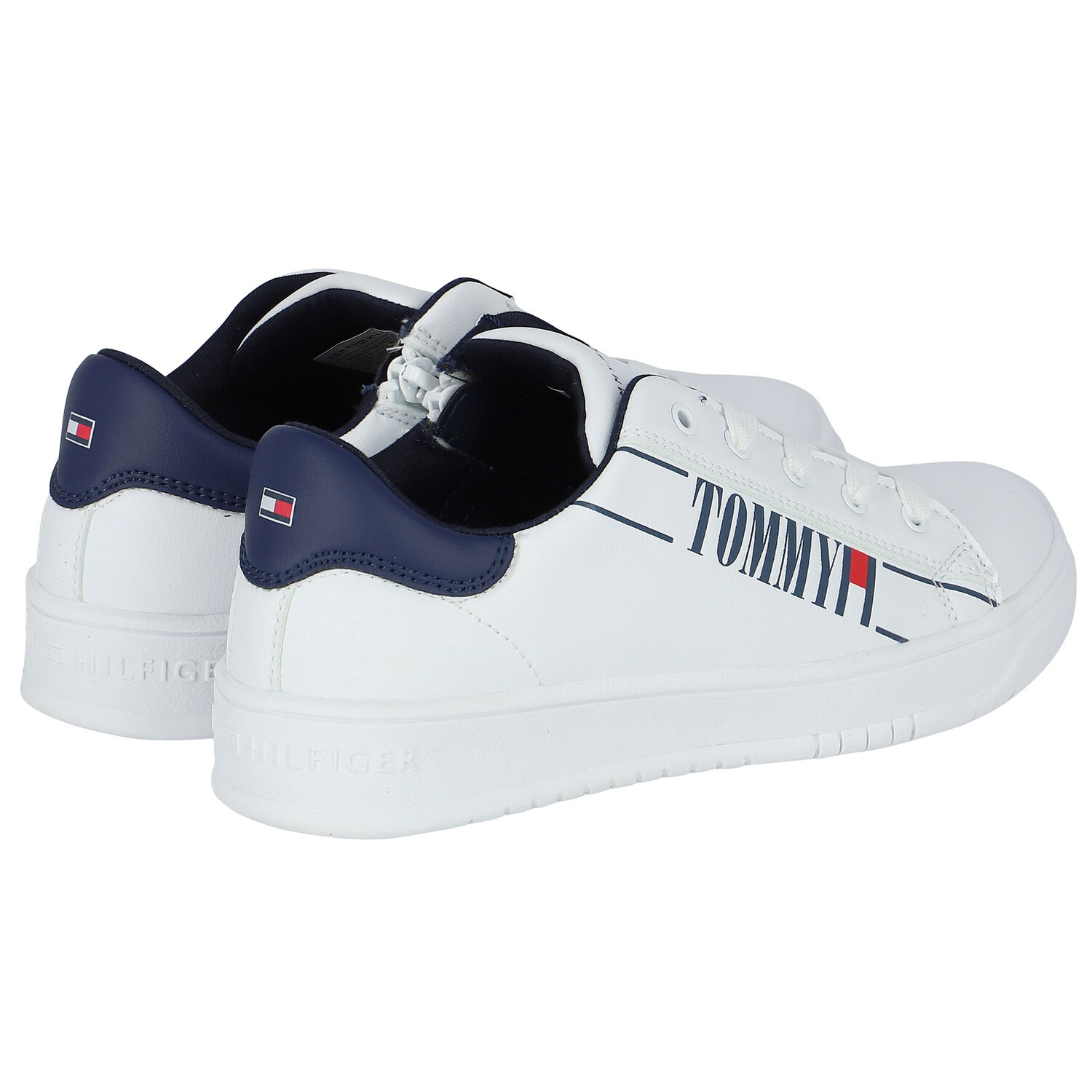 Boys White Logo Trainers, 1, hi-res