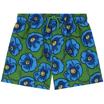 Boys Green Logo & Poppy Swim Shorts