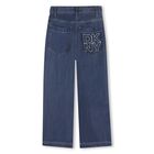 Girls Blue Logo Trousers, 1, hi-res
