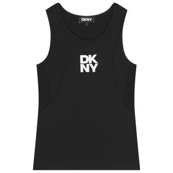 Girls Black Logo Mesh tWVest Top