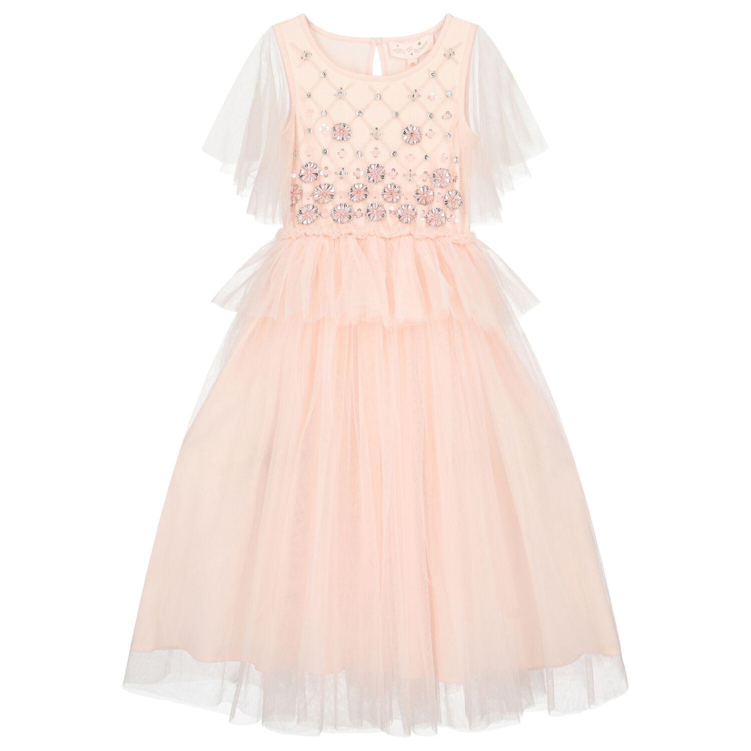 Girls Pink Tulle Dress, 1, hi-res