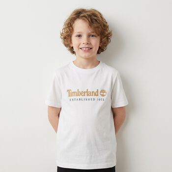 تيشيرت بالشعار باللون الأبيض للأولاد