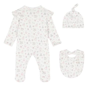 Baby Girls White Babygrow Gift Set (3 Piece)