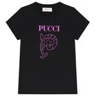 Girls Black Logo T-Shirt, 1, hi-res