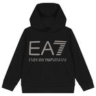 Boys Black Logo Hooded Top, 1, hi-res