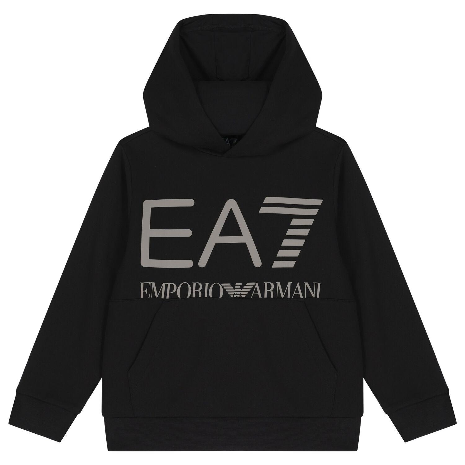 Boys Black Logo Hooded Top, 1, hi-res