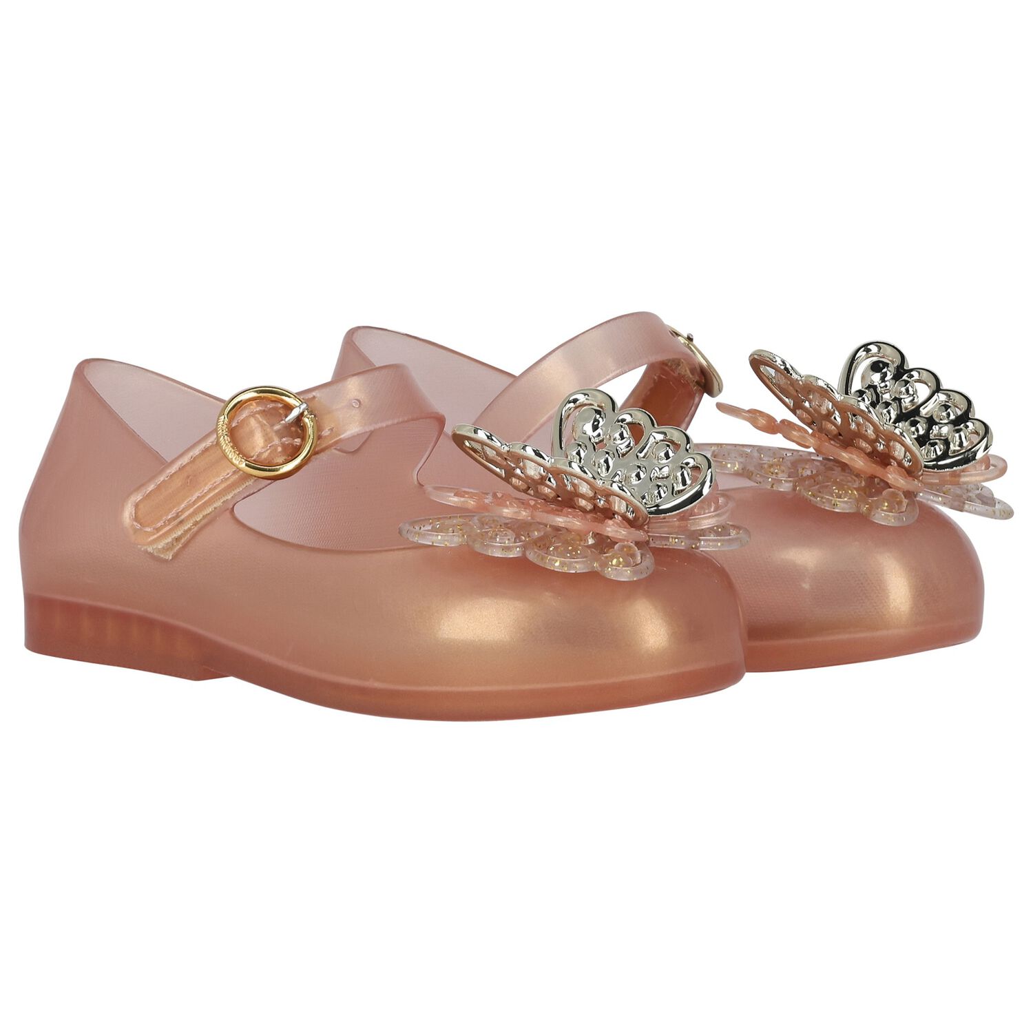 حذاء بنات جيلي على شكل فراشة باللون الوردي والذهبي, 1, hi-res image number null