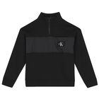 سويت شيرت بالشعار باللون الأسود للأولاد, 1, hi-res