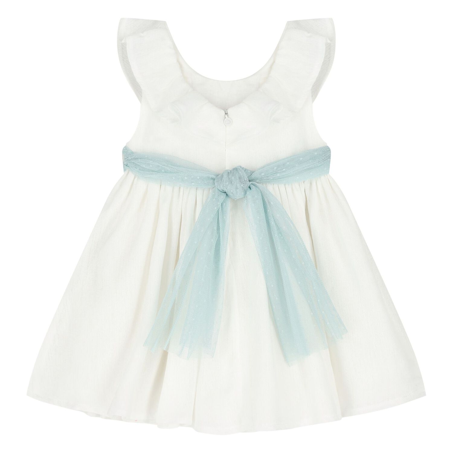Younger Girls White Tulle Dress, 1, hi-res