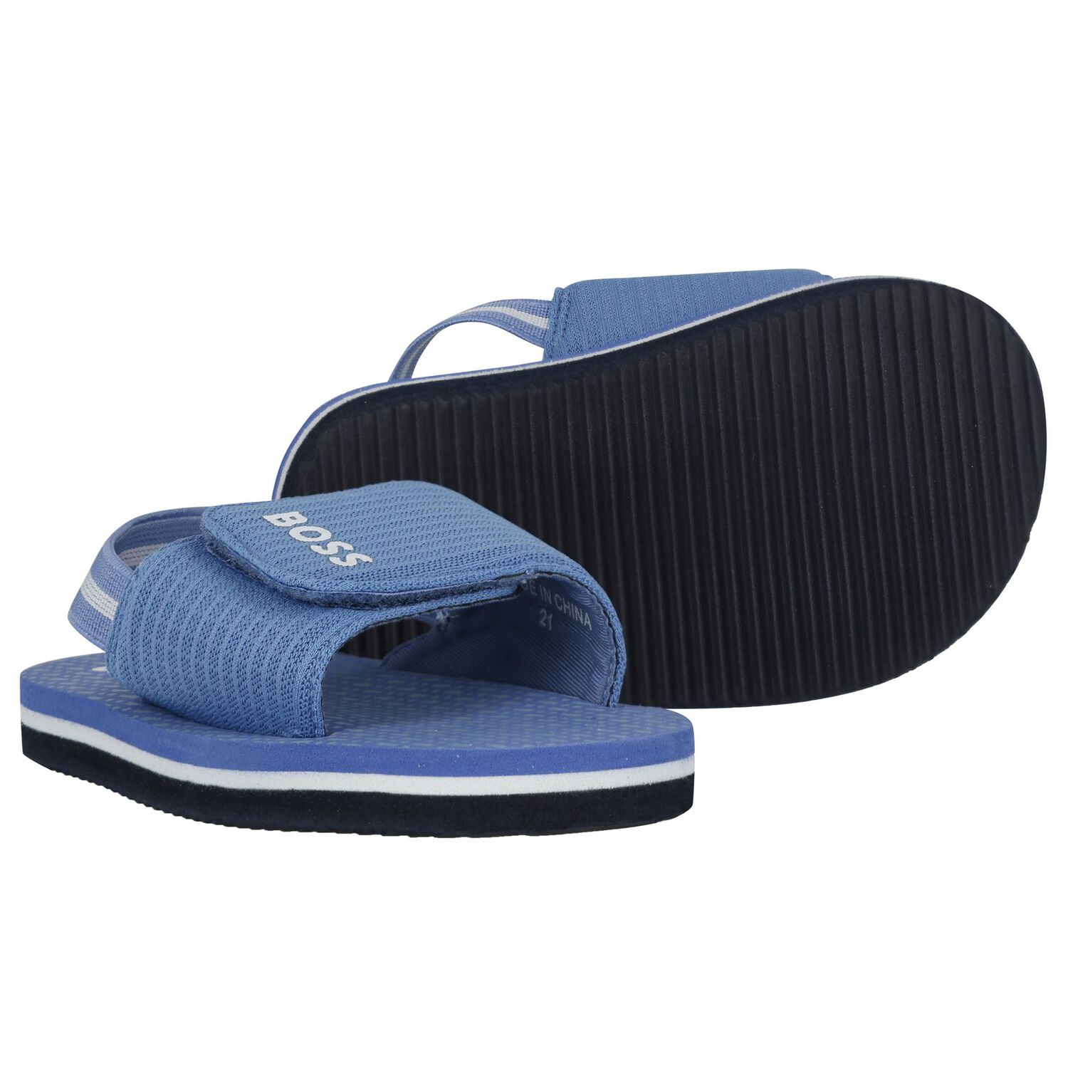 Boys Blue Logo Sandals, 2, hi-res
