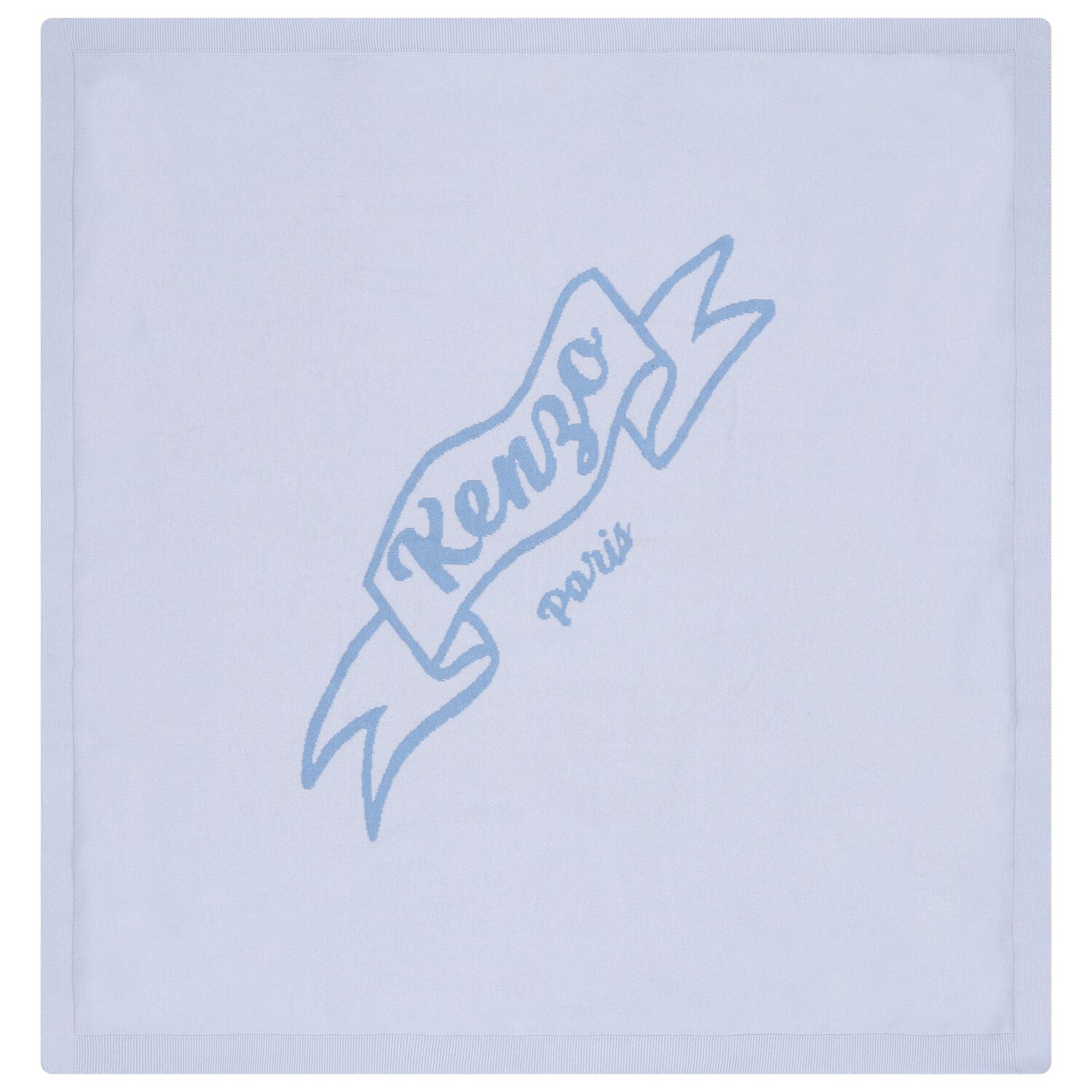 بطانية محبوكة  بالشعار باللون الأبيض و الازرق للأطفال, 2, hi-res