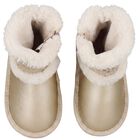 Younger Girls Gold Faux Leather Boots, 3, hi-res