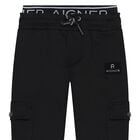 Younger Boys Black Logo Joggers, 1, hi-res
