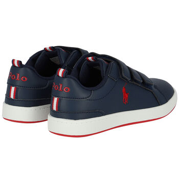 Boys Navy & Red Logo Trainers
