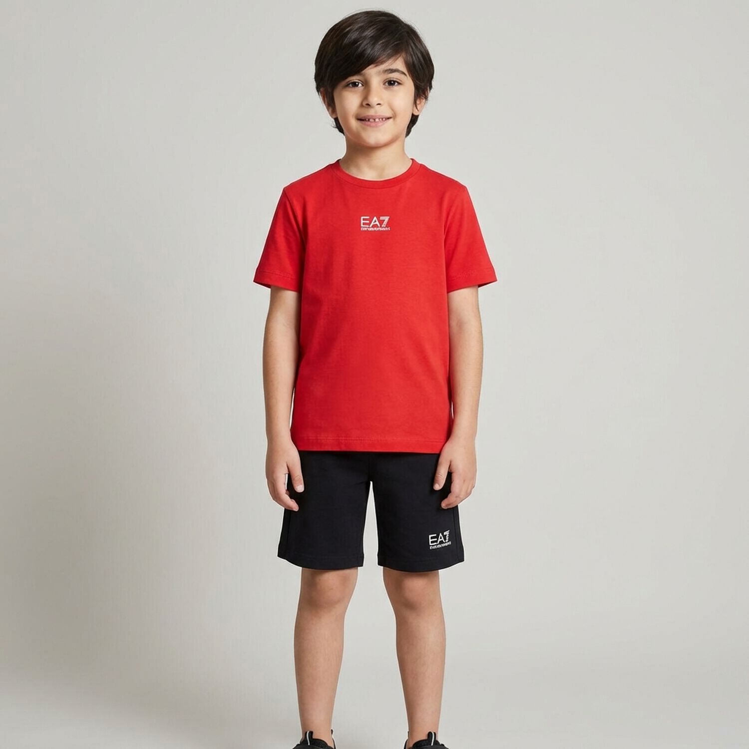 Boys Red & Black Logo Shorts Set, 2, hi-res