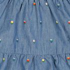 Girls Denim Blue Floral Skirt, 1, hi-res