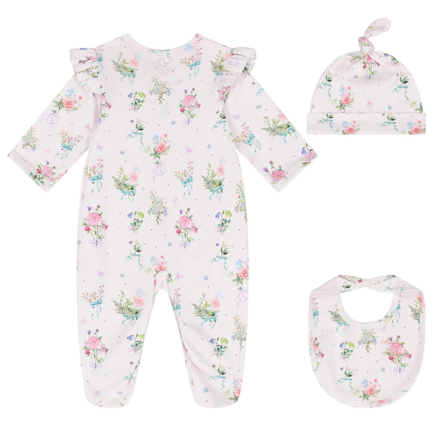 Baby Girls Pink Floral Babygrow Set, 1, hi-res